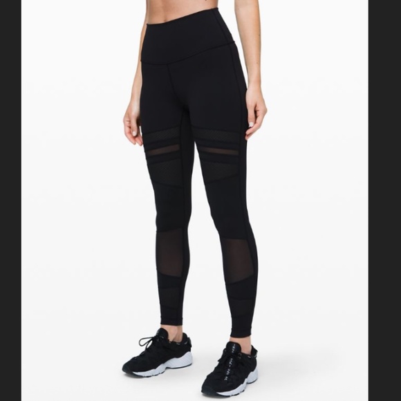 Lululemon Wunder Under Black High-Rise Tight Mix & Mesh 28" Size 10 MSRP 118.00 - Picture 3 of 14